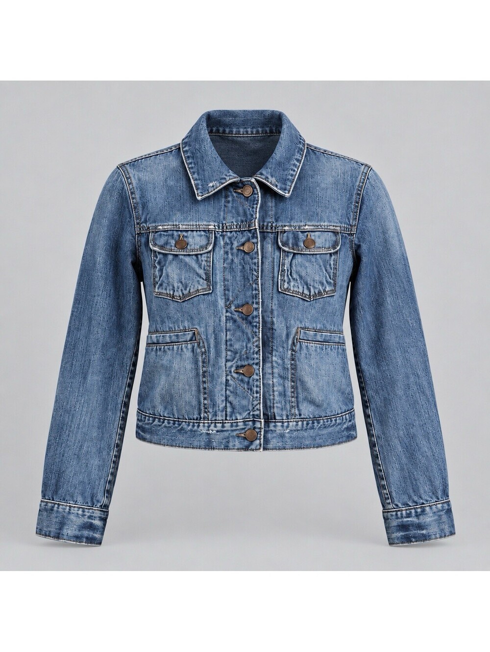 Abercrombie & Fitch Womens Light Wash Denim Trucker Jacket Size L Vintage Style